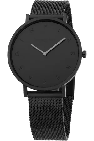 Pierre Cardin Damen Armband-Uhr schlichtes Ziffernblatt analoge Quarz-Uhr mit Edelstahl-Armband 3ATM 39mm CBV.1054 Schwarz