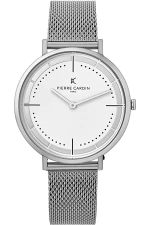 Pierre Cardin Herren Armband-Uhr analoge Quarz-Uhr mit Edelstahl-Armband 3ATM 41mm CBV.1027 Silber