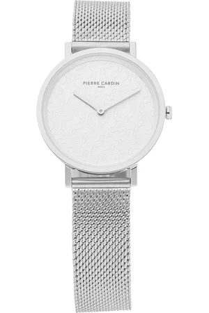 Pierre Cardin Damen Armband-Uhr analoge Quarz-Uhr mit Edelstahl-Armband 3ATM 31mm CBV.1508 Silber