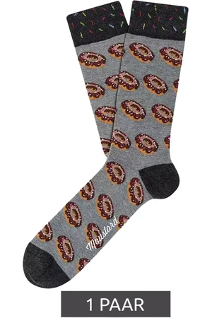 Moustard 1 Paar Donut Baumwoll-Socken mit glasierten Donuts gemusterte lange Strümpfe 18S-DON Grau/Braun