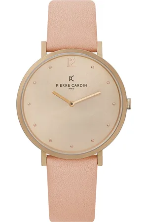 Pierre Cardin Damen schlichte Armband-Uhr analoge Quarz-Uhr mit Leder-Armband 3ATM 39mm CBV.1010 Altrosa/Gold