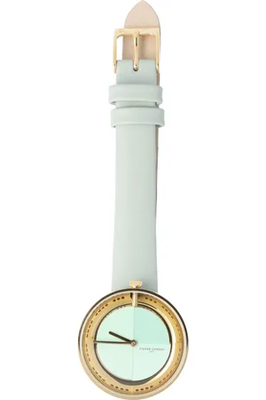 Pierre Cardin Damen Armband-Uhr modernes Ziffernblatt analoge Quarz-Uhr mit Leder-Armband 3ATM 32mm CMA.0006 Grün/Gold