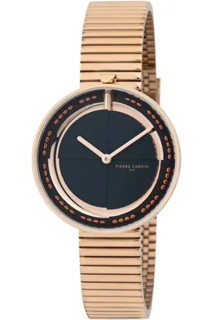 Pierre Cardin Damen Armband-Uhr zeitloses Ziffernblatt analoge Quarz-Uhr mit Edelstahl-Armband 3ATM 32mm CMA.0010 Rose-Gold/Schwarz