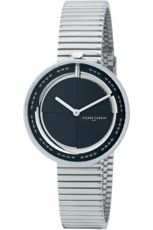 Pierre Cardin Damen Armband-Uhr zeitloses Ziffernblatt analoge Quarz-Uhr mit Edelstahl-Armband 3ATM 32mm CMA.0008 Silber/Schwarz