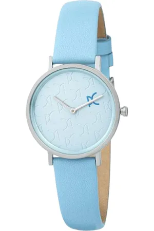 Pierre Cardin Damen Armband-Uhr mit Marken-Kürzel-Print analoge Quarz-Uhr mit Leder-Armband 3ATM 31mm CBV.1521 Blau/Silber