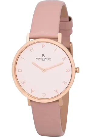 Pierre Cardin Damen Armband-Uhr schlichtes Ziffernblatt analoge Quarz-Uhr mit Leder-Armband 3ATM 36mm CBV.1124 Rosa