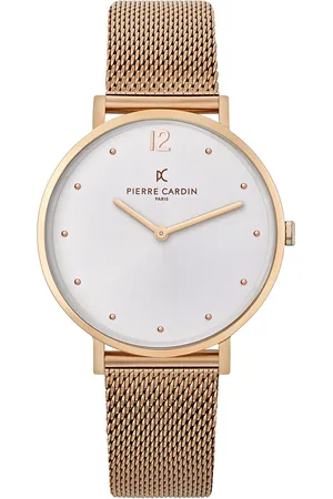 Pierre Cardin Damen schlichte Armband-Uhr modernes Ziffernblatt analoge Quarz-Uhr mit Edelstahl-Armband 3ATM 39mm CBV.1013 Rose-Gold/Weiß