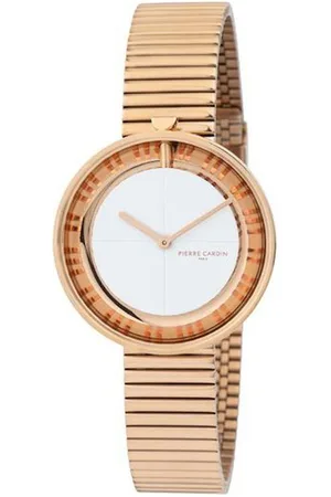 Pierre Cardin Damen Armband-Uhr zeitloses Ziffernblatt analoge Quarz-Uhr mit Edelstahl-Armband 3ATM 32mm CCMA.0017 Rose-Gold/Weiß
