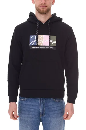 JACK & JONES Herren Kapuzen-Pullover mit Baumwollanteil Langarm-Shirt mit farblichen Akzenten 12262421 Schwarz