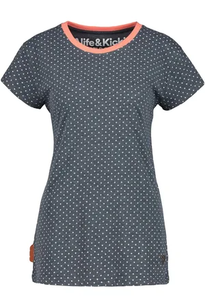 alife kickin Maxi Damen Bio-Baumwoll-T-Shirt veganes- und PETA-APPROVED Oberteil mit Punkten 52340955 Dunkelblau/Weiß/Rosa
