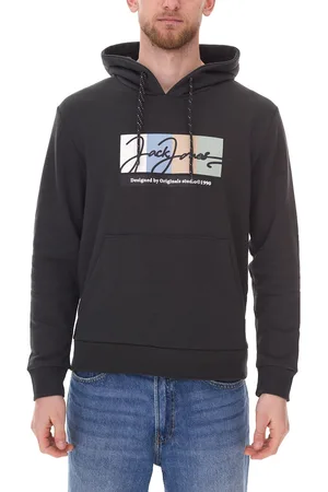 JACK & JONES Herren Kapuzen-Pullover mit Baumwollanteil Langarm-Shirt mit farblichen Akzenten 12262421 Grün