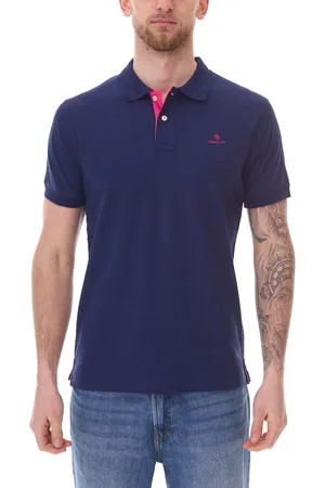 GANT Herren Polo-Shirt Regular Fit Polo-Hemd Baumwoll-Shirt 2052003 423 Blau/Rosa