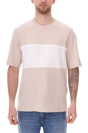 JACK & JONES Herren Rundhals-Shirt Baumwoll-Shirt T-Shirt Kurzarm-Shirt 12258883 Beige