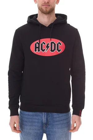 Course Herren ACDC Kapuzen-Pullover schlichter Baumwoll-Pullover Sweat-Hoodie Langarm-Shirt 4847 Schwarz/Rot