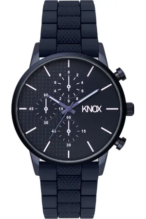 KnoX Herren Armband-Uhr analoge Quarz-Uhr mit Silikon-Armband 41mm 01 Navy