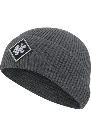 AJC Beanie schlichte Winter-Mütze gemütliche Strick-Beanie mit gesticktem Logo-Patch 60126416 Grau