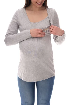 neun 9 monate Damen schlichtes Schwangerschafts-Shirt Umstands-Mode 44189220 Grau