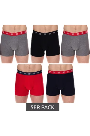 CR7 - Cristiano Ronaldo 5er Pack Basic Trunk Herren Boxershorts atmungsaktive Baumwoll-Unterhose Unterwäsche 300-8125-49-2316 Rot/Grau/Navy/Schwarz