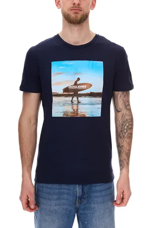 JACK & JONES Herren Rundhals-Shirt Baumwoll-Shirt T-Shirt Kurzarm-Shirt 4088 5308 Navy