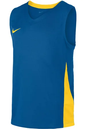 Nike Team Kinder Basketball-Trikot für Mädchen und Jungen Sport-Shirt leichtes Trainings-Top modernes Achsel-Shirt NT0200-464 Blau/Gelb