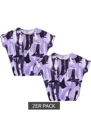 Bench 2er Pack Mädchen Baumwoll-Shirt Kurzarm-Shirt mit Allover-Print 65280936 Lila