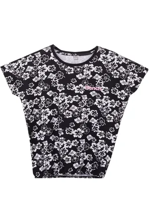 Bench Mädchen Baumwoll-Shirt Kurzarm-Shirt mit Blumen-Print 23232944 Schwarz