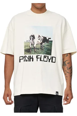 RE: X PINK FLOYD Herren T-Shirt mit Kuh-Print Alltags-Shirt Baumwoll-Shirt Kurzarm-Shirt MMPER775 Beige