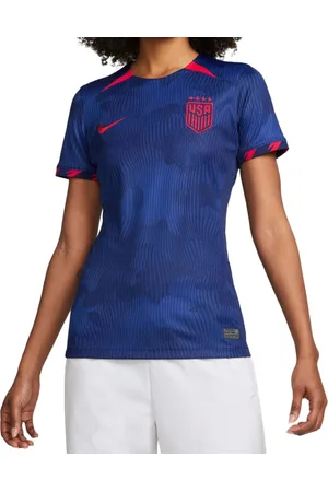 Nike USA 2023 Damen Auswärts-Trikot nachhaltiges Sport-Trikot aus recycelten Materialien Slim-Fit-Shirt mit DRI-FIT-Technologie Fußball-Shirt DR4000-406 Blau/Rot