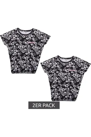 Bench 2er Sparpack Mädchen Baumwoll-Shirt Kurzarm-Shirt mit Blumen-Print 23232944 Schwarz