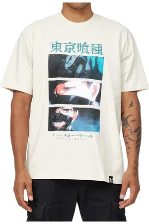 RE: Herren T-Shirt mit Tokyo Ghoul Print Alltags-Shirt Baumwoll-Shirt Kurzarm-Shirt MMTDMK671 Beige