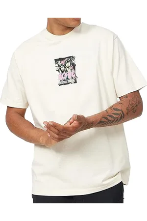 RE: X ACDC Herren T-Shirt mit ACDC-Band Print Baumwoll-Shirt mit großem Schriftzug Rundhals-Shirt MMPER771 Beige