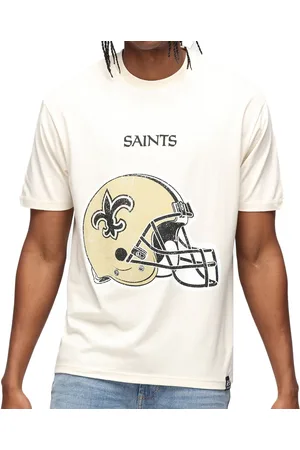 RE: X NFL New Orleans Saints Herren T-Shirt mit Logo-Schriftzug Baumwoll-Shirt Rundhals-Shirt MMNFL1194 Beige