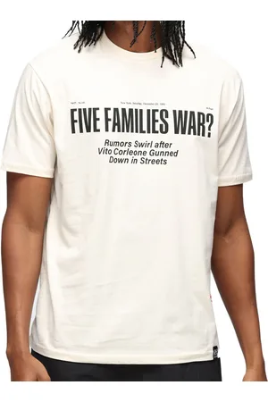 RE: X The Godfather Herren Baumwoll-Shirt mit großem Schriftzug-Print Kurzarm-Shirt MMVCM306 Beige
