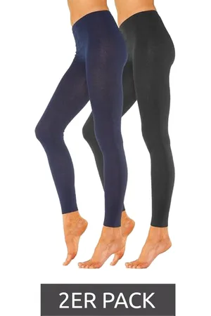 Rogo 2er Pack X LAVANA Damen Baumwoll-Leggings bequeme Leggings Sport-Leggings 554571 Schwarz/Blau