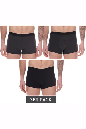 Uomo 3er Pack Herren Baumwoll-Boxershorts Retro-Boxershorts Oeko-Tex zertifiziert - Standard 100 Unterwäsche 795043 Schwarz/Grau