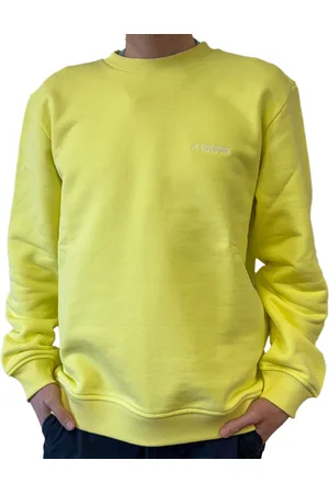 Stones Herren Pullover Baumwoll-Sweater Rundhals-Sweater locker geschnittenes Sweatshirt 400gsm knalliges Gelb
