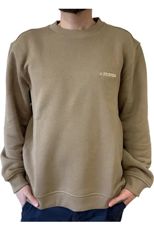 Stones Herren Pullover 400gsm Rundhals-Ausschnitt im Oversize Schnitt und aus Baumwolle Hell-Braun