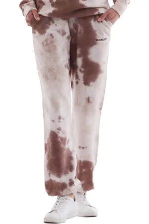 Rockupy Herren Baumwoll-Jogger moderne Jogging-Hose im Batik Look Home-Wear 130200 Creme-Braun