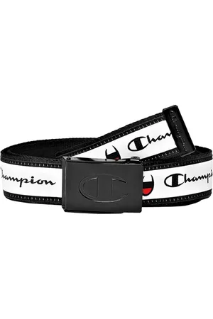 Champion Gürtel für Damen und Herren gewebter Gürtel mit Marken-Logo Alltags-Gürtel mit Klappschließe 117cm CH3004BFFN1-105 Schwarz/Weiß
