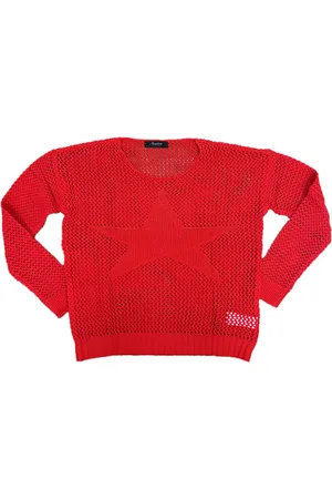 Aniston CASUAL Damen Strick-Pullover mit Lochmuster modischer Alltags-Pulli 54941968 Rot