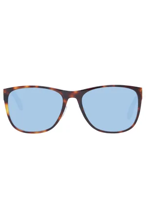 adidas Herren Sonnen-Brille mit blauen Gläsern extravagante Freizeit-Brille Filterkategorie 2 EW3394 Braun