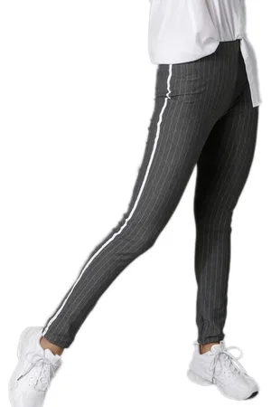 Aniston CASUAL Damen High Waist Business-Hose gestreifte Büro-Hose Alltags-Hose Skinny 68695405 Grau/Weiß
