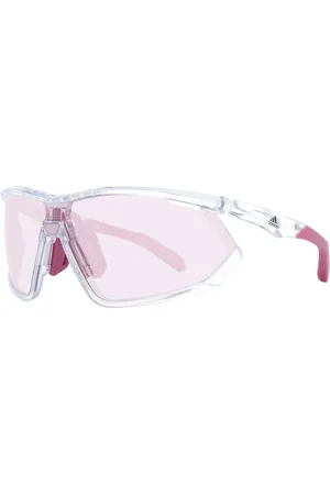 adidas Damen Sport Sonnenbrille Radsport-Brille Rosa Gläser mit Verspiegelung verstellbare Nasenflügel UVA & UVB Schutz Filterkategorie 1 Urlaubs-Brille EW3596 Rosa/Transparent