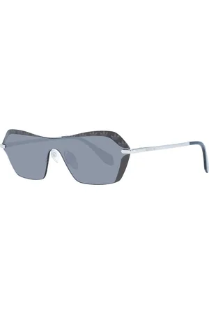 adidas Damen Sonnenbrille mit rechteckigen Gläsern verspiegelte Strand-Brille 100% UVA & UVB Schutz Filterkategorie 3 Urlaubs-Brille EW3513 Schwarz