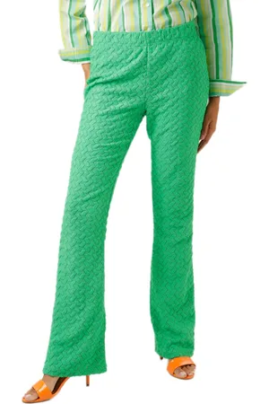 Aniston CASUAL Damen Sommer-Hose Bootcut-Hose leichte Schlag-Hose High Waist 61443431 Grün