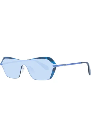 adidas Damen Sonnenbrille verspiegelte Strand-Brille mit rechteckigen Gläsern 100% UVA & UVB Schutz Filterkategorie 2 Urlaubs-Brille EW3508 Blau