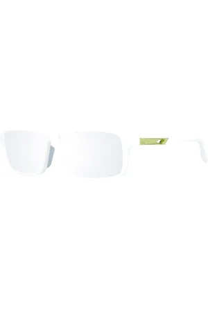 adidas Herren Sport Sonnen-Brille mit Verspiegelung Rechteckige-Brille mit Metall-Details Freizeit-Brille 100% UVA & UVB Filterkategorie 3 GA0557 Weiß