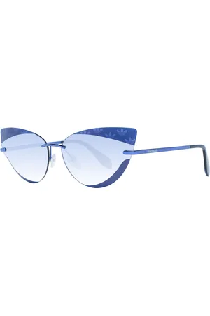 adidas Damen Sonnen-Brille randlose Katzenaugen-Brille Gradient-Gläser 100% UVA & UVB Schutz Freizeit-Brille EW3519 Blau