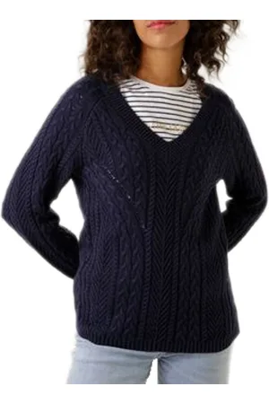 Aniston CASUAL Strick-Pullover mit V-Ausschnitt Alltags-Pullover mit Baumwollanteil Langarm-Shirt 38049702 Dunkelblau