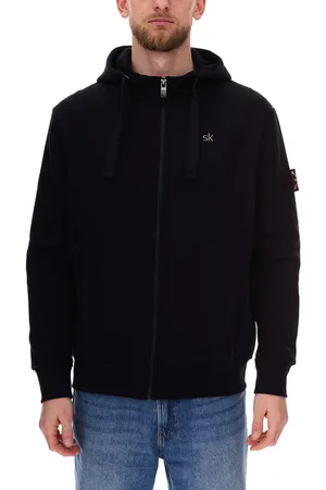 Steffen Klein Herren Sweat-Jacke mit Reißverschluss Baumwoll-Jacke mit Kapuze 900751 Schwarz